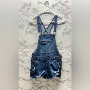 Denim Distressed Overalls